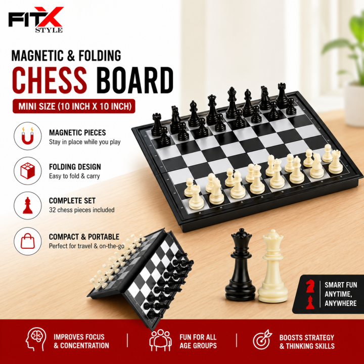 Chess Board - Magnetic & Folding- Mini Size (10 inch x 10 inch)