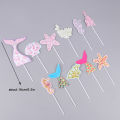 1Set Glitter Mermaid Tail SeahorseStarfish Cake Topper Girl Birthday Party Decoration Mermaid Party Cupcake Supplies. 
