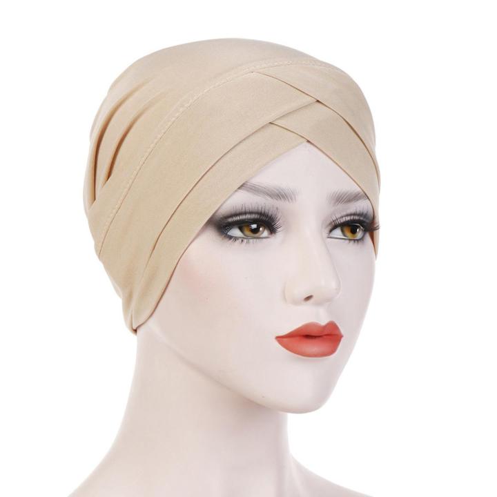 Women Hijab Turban Hat Cap Bandana Cross Headwrap Headband Headscarf