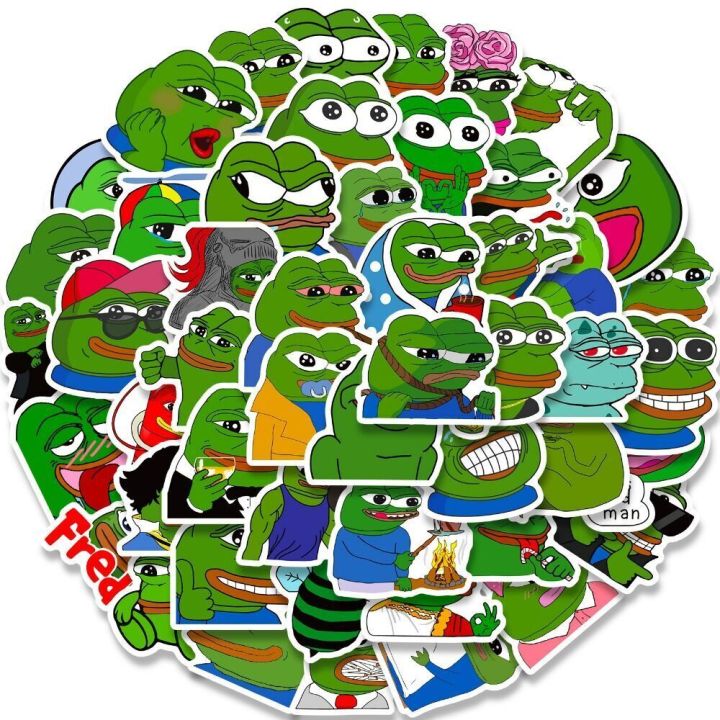 10/50Pcs Sad Frog PEPE Funny Graffiti Stickers For Phone Skateboard Helmet Gift Bicycle Notebook Car DIY Sticker Kids Toy