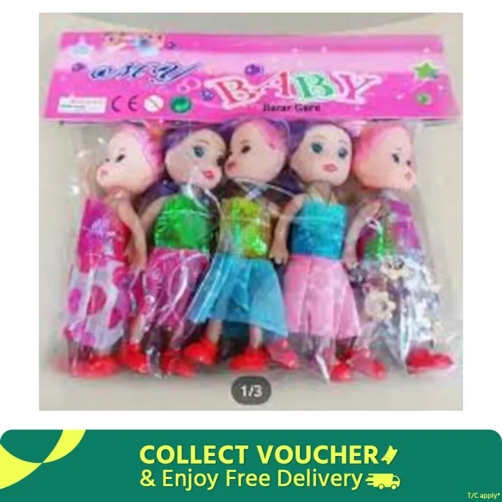 Barbie Doll 5 Piece Set For girls Mini Dolls For Daily Use Toys-Multicolor