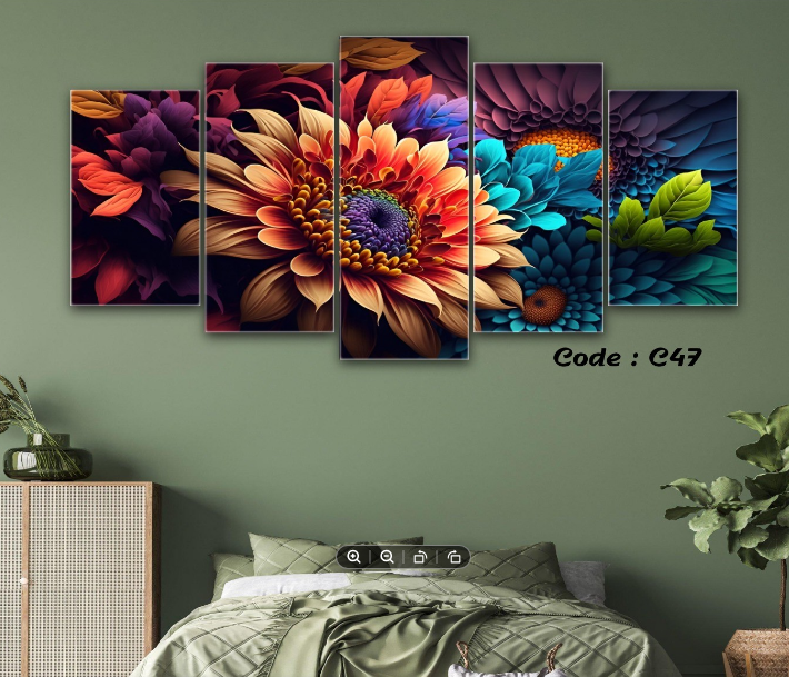 5Pcs In 1 Set Wall Canvas Art Printing Matte HD Sticker with Glossy ...