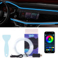 Neon Car Led Strip Rgb Usb Ambient Led Lighting Kit With Fiber Optic For Car Interior Decoration Center Console Dashboard. 