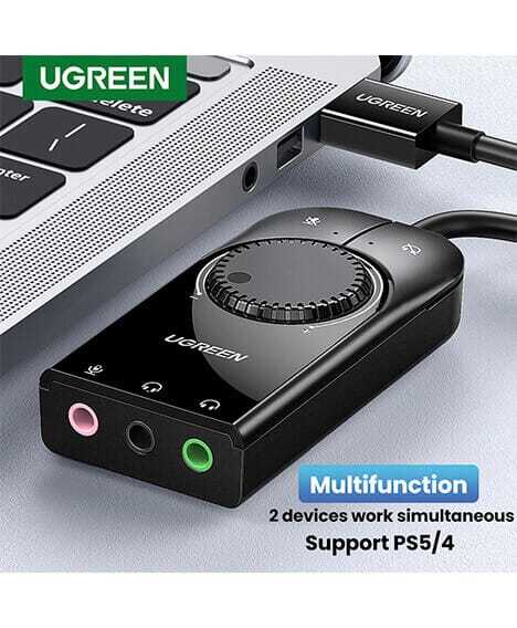 UGREEN CM219 USB Audio External Sound Card Interface 3.5mm Microphone Audio Adapter for Laptop PS4 Headset USB Sound Card