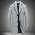 Fashion Winter Men's Solid Color Trench Coat Warm Long Jacket Single. 