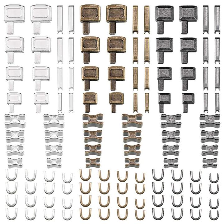 120 Pieces Metal Zipper Head Slider,4 Sizes Zipper Bottom Sliders Retainer Insertion Pin,Zipper Stopper Repair Tool Kit