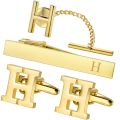 HAWSON Personalized Letter Cufflinks Tie Clips and Tie Buckle Set for Tie and French Cuffs or Dress Shirt ,Gift for him.
