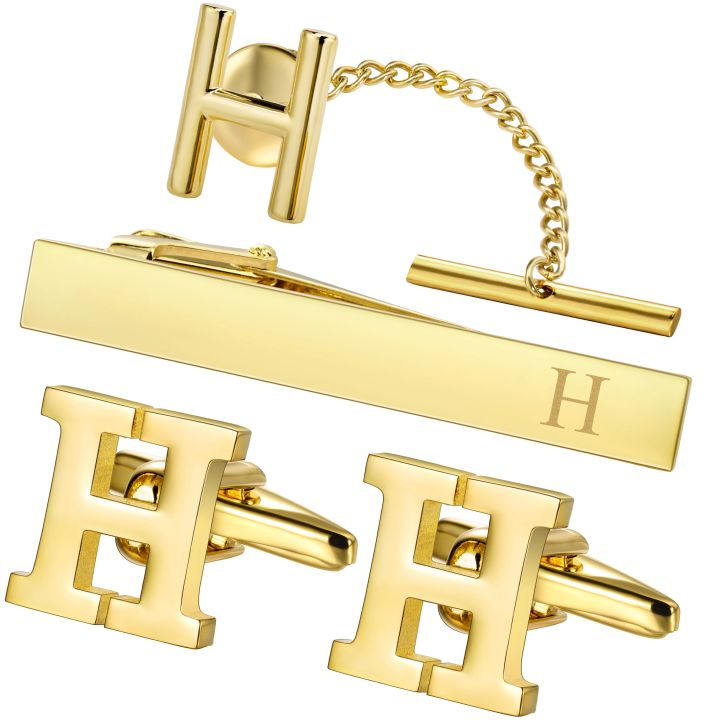 HAWSON%20Personalized%20Letter%20Cufflinks%20Tie%20Clips%20and%20Tie%20Buckle%20Set%20for%20Tie%20and%20French%20Cuffs%20or%20Dress%20Shirt%20,Gift%20for%20him%20-%20Image%206