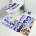 Softly Sea & Lighthouse Printing Bathroom Shower Curtain Toilet Cover Mat Non-Slip Rug. 
