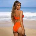Women Swimsuit Beachwear Padded Cup 1 Piece Bikini for Holiday Surfing Beach XL Orange. 