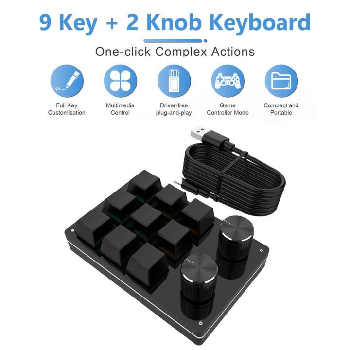 Bluetooth%20Type-C%20Custom%209%20Keys%202%20Knob%20Keyboard%20Volume%20Knob%20Programming%20Macro%20Gaming%20Photoshop%20Keypad%20Mechanical%20Keyboard%20-%20Image%204
