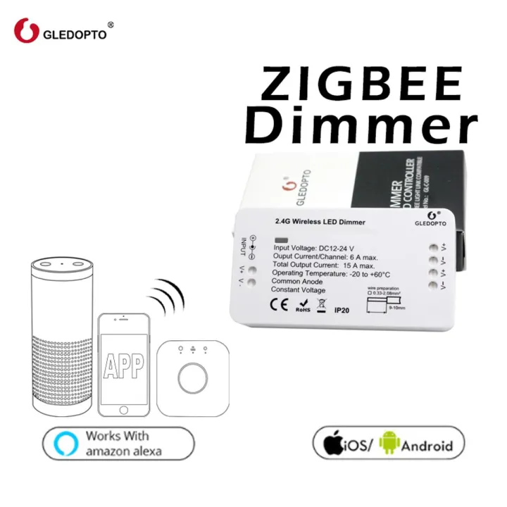 GLEDOPTO ZIGBEE Smart Dimmer Strip Controller DC12/24V Led Controller Zll Standard Led App Voice Control Work With Echo Wide Applications
