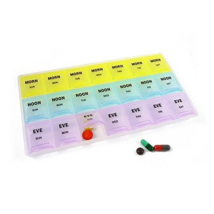 7 Days Medicine Kit box organizer with 21 grids Week day medicine box from Morning-noon-night