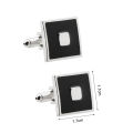 (New)Men Cufflink Exquiite quare Black Enamel Paint Cufflink Modern.