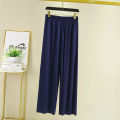 Ladies Fashionable New Ice Silk Large Size Wide Leg Pants Casual Home Pants Solid Color Pajama Pants Pantalones. 