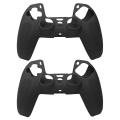 2X for PS5 Game Controller Silicone Protective Cover for PS5 Non-Slip Handle Cover(Black). 