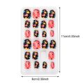 【The road to happiness Store】24PCS/Lot Candy False Nail Tips Press On Cartoon Full Cover Kid Glue Self Fake Nails Art for Girls.