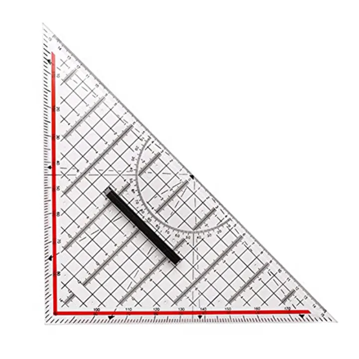 30CM Drawing Triangle Ruler Multi-Function Drawing Design Ruler Plastic Drawing Design Ruler with Handle Protractor Measurement Ruler