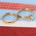 Hua bridal wedding ring stainless steel gold hao finger set fashion promise stone engagement jewelry ladiescosplay.