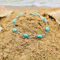 European and American cross-border jewelry Simple and versatile retro ethnic style anklets Fashionable metal alloy turquoise foot ornaments for women.