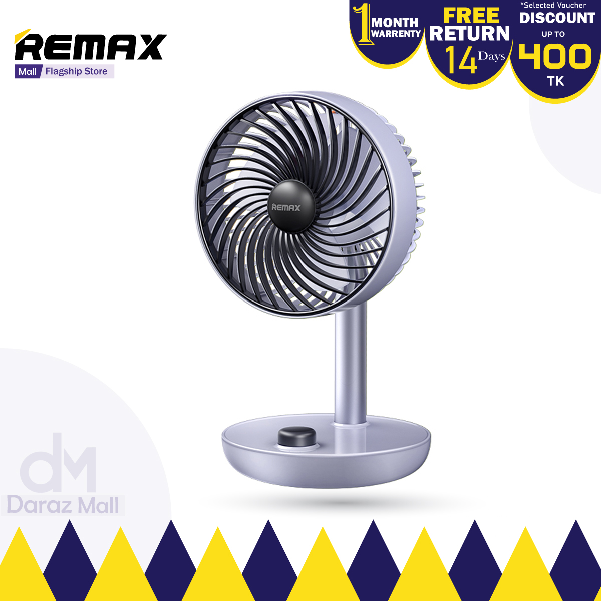 Remax RS-ZF07 Retro Vintage Desktop 3600mAh Large Battary Rechargable Stand Fan - Blue