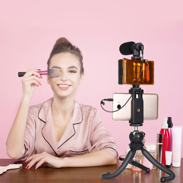 PULUZ%20Mini%20Octopus%20Flexible%20Tripod%20Holder%20+%20Phone%20Clip%20+%20Microphone%20+%20Fill%20Light%20Kit%20for%20Live%20Broadcast%20-%20Image%205