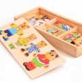Four Little Bears Change Clothes Baby Kids Early Education Wooden Jigsaw Puzzle Cartoon Bear Dressing Game Wooden Puzzle Toys. 