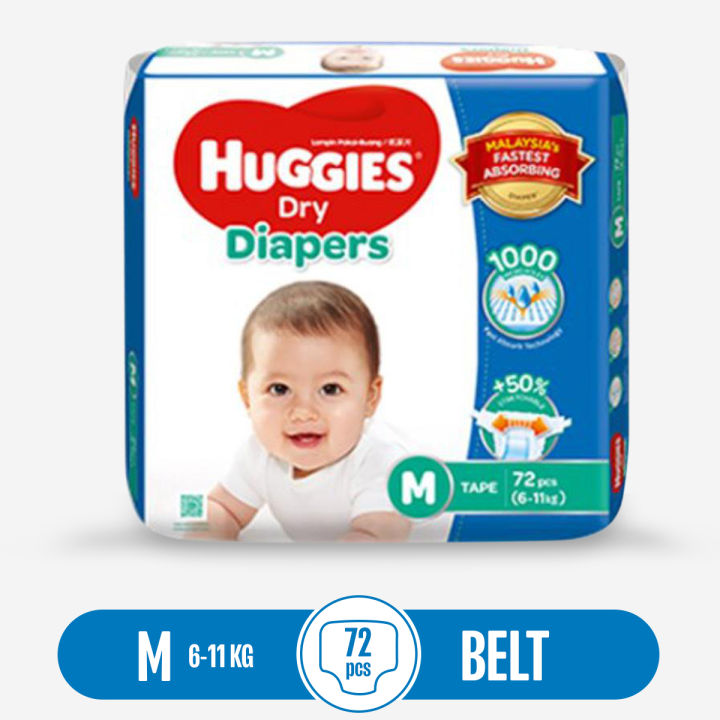Huggies Dry Belt Diaper M (6 - 11 Kg) - 72 Pcs
