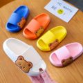 Baby Toddler Kids Slippers Slip-On Cartoon Bear Cute Home Bath Sandals Boys Girls Beach Summer Slides Children Lightweight Shoes.