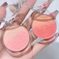 Three Color Gradual Change with Mirror Powder Blusher Matte Fine Flash Low Saturation Natural Skin Repair. 