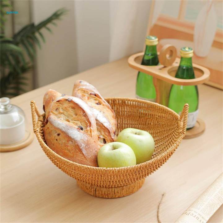 Open Storage Basket DIY Hand Woven Hamper Box for Countertop Desktop Picnic