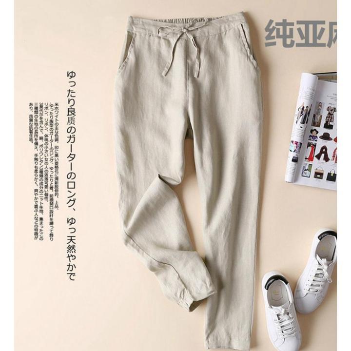 2022 Elegant Cotton Linen Pants Women Fashion Harajuku Lady Formal Pants Large Size S-5XL Famous Brand Linen Trousers Female