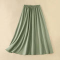 Ladies Qualityful Elastic High Waist Maxi Skirts Ruffle Pleated Skirts Casual Monochromatic Overskirts. 