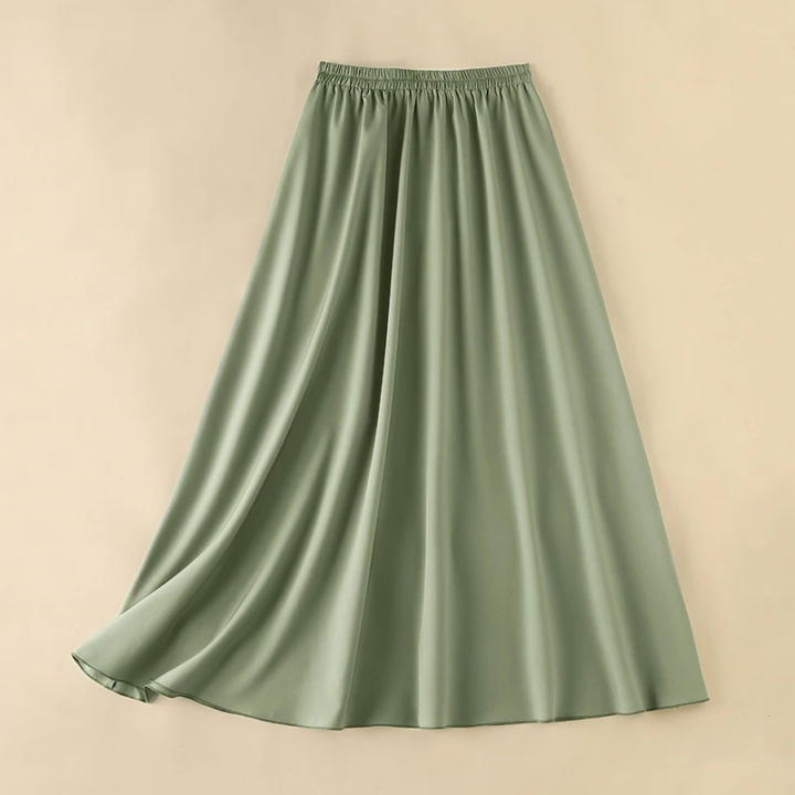 Ladies%20Qualityful%20Elastic%20High%20Waist%20Maxi%20Skirts%20Ruffle%20Pleated%20Skirts%20Casual%20Monochromatic%20Overskirts%20-%20Image%203