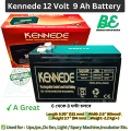 12 Volt 9Ah battery Kennede / 12 Volt 9Ah  drycell,lead-acid Rechargeable Battery /12v 9Ah Kennedev Battery for Ups, Ips, Dc Fan,Light, Dc Motor Pump,Spary Machine Etc.. 