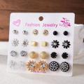 New Fashionable Trendy 12 Pairs =24 Pcs Mixed Designs Pearl Stud Earrings for Girls Simple Stylish New Collection - Earring for Women Simple - Earrings Set for Girls Stylish. 