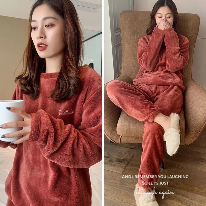 Autumn%20and%20Winter%20Coral%20Velvet%20Pajamas%20Women's%20Fleece-Lined%20Thickened%20Outer%20Wear%20Flannel%20Pajamas%20Pajama%20Pants%20Home%20Wear%20Warm%20Suit%20-%20Image%205