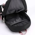 Fengdong large school bags for teenage girls USB port canvas schoolbag student book bag fashion black pink teen school backpack.