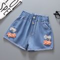 New Summer Children's Shorts Jeans Girls Solid Color Jeans Casual Loose Kids Pants Clothes Fashion Girl Pants Jeans 3-10 Years.