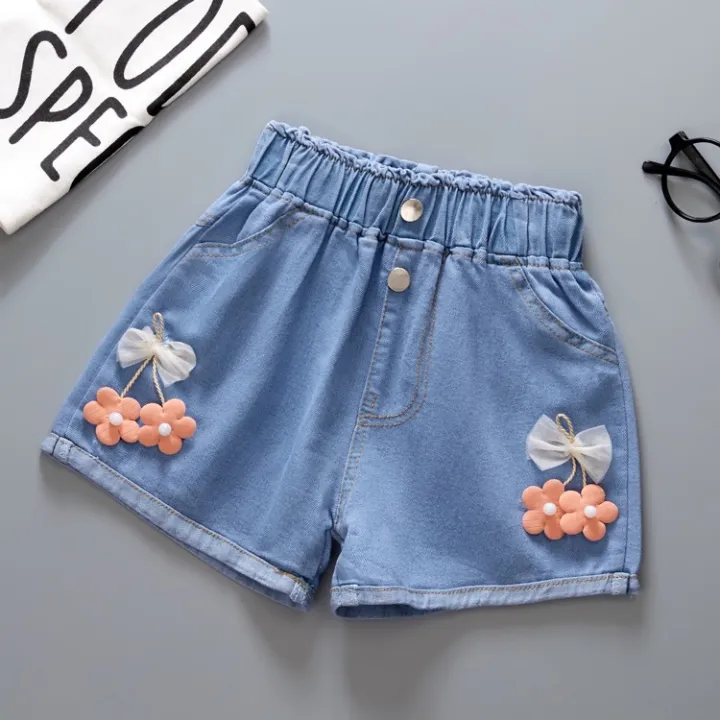 New%20Summer%20Children's%20Shorts%20Jeans%20Girls%20Solid%20Color%20Jeans%20Casual%20Loose%20Kids%20Pants%20Clothes%20Fashion%20Girl%20Pants%20Jeans%203-10%20Years%20-%20Image%202