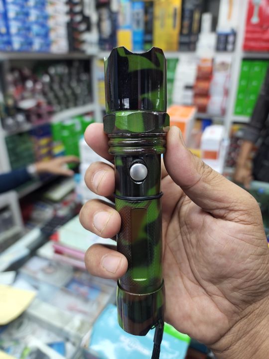 Powerful Camouflage Military Swat Tactical Flashlight Rechargeable Long Distance Super Bright Flashlight