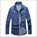 2022 Spring Autumn High Quality Denim Shirt Men Casual Long Sleeve Fit Slim Personality Pocket Black Blue Jean Shirts. 
