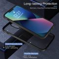 For apple iPhone 13 Pro Max 6.7 2021 Q-Series Black Hard Transparent Clear Shockproof bumper case With Metal Camera Protection With Metal Buttons Fashion Simple Phone Casing Anti-fall Phone Cover.