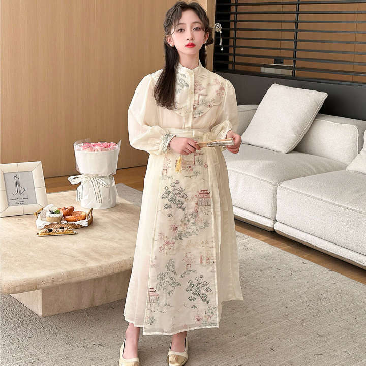 Hanfu 2024 Spring Autumn Girls' Style Clothes Chinese Middle and