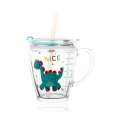 Household children's tempered milk scale water with seal handle glass cup straw cup. 