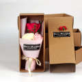 Women's and Mother's Day Gifts to Customers as Hand Companion Gifts, Three Simulated Roses, Carnation Soap Bouquet Gift Box.