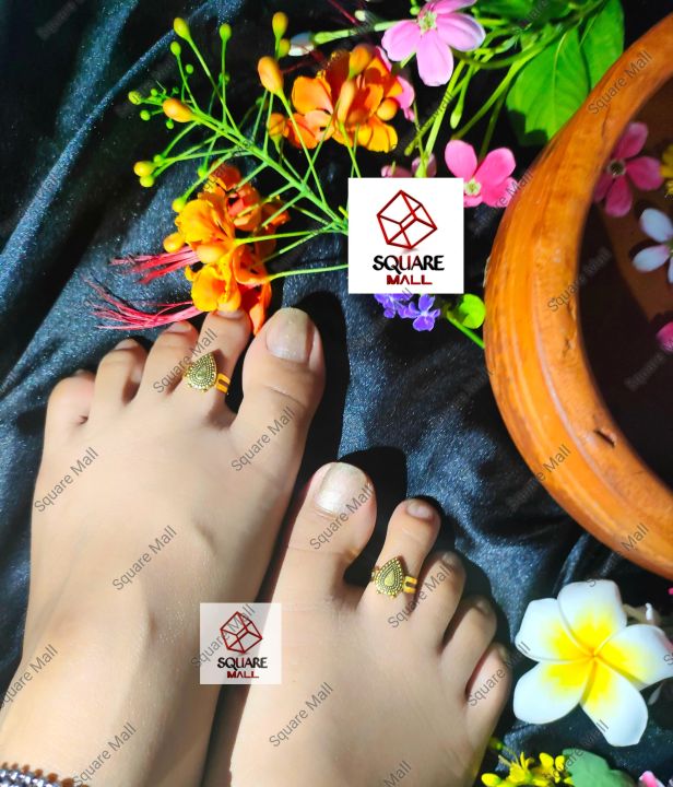 Toe Ring With Lock Stone hand made leg finger ring for woman foot finger  ring peice pair set