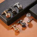 Men's Metal Twisted Round French Cufflinks Pair Set (1 Pair). 