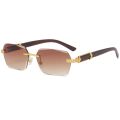 Luxury Rimless Square Sunglasses Man Brand Designer Frameless Gradient Sun Glasses Woman Fashion Vintage Wooden Oculos De Sol. 