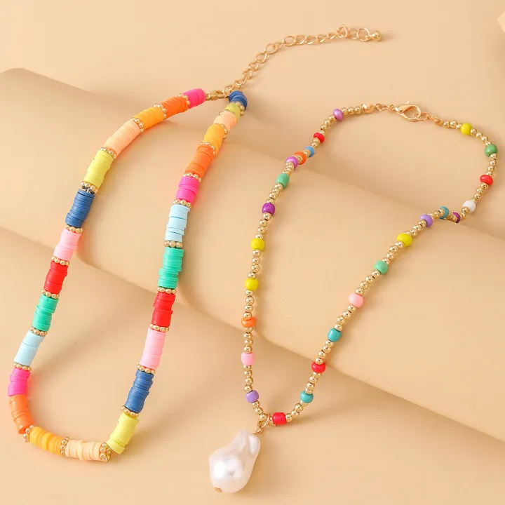 Bohemian%20resort%20soft%20terracotta%20rice%20bead%20clavicle%20chain%20colorful%20beaded%20pearl%20necklace%20casual%20and%20versatile%20double%20necklace%20-%20Image%202